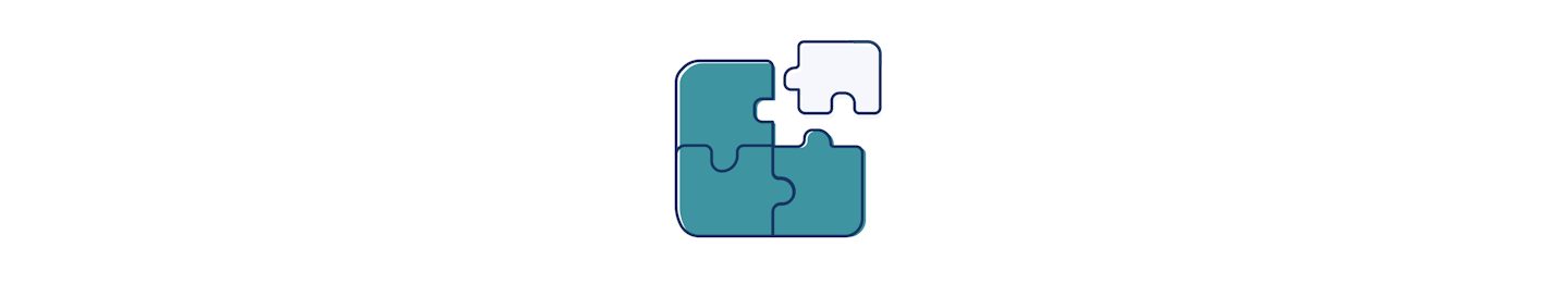 3 green puzzle pieces joined together almost being completed by the fourth puzzle piece to create the shape of a rounded square